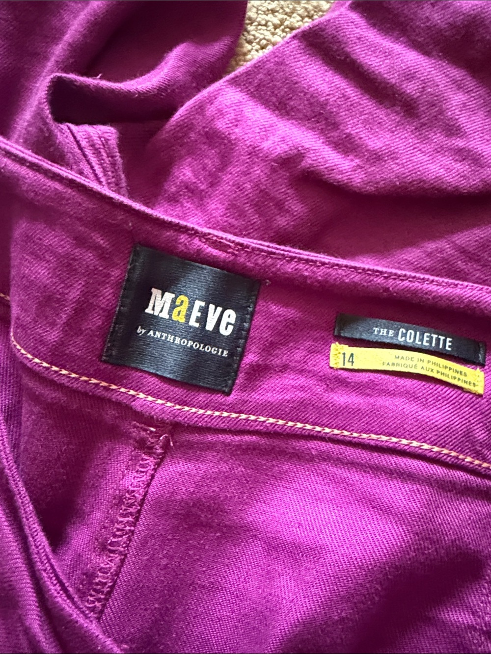 Maeve by Anthropologie Linen Cropped Colette Pants in fuchsia - Picture 7 of 8